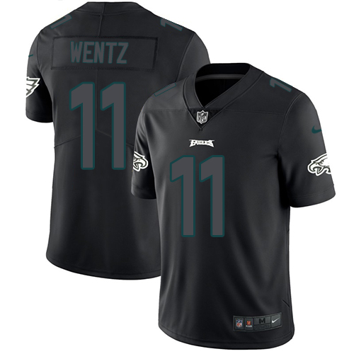 Men NFL Philadelphia Eagles #11 Carson Wentz Limited Black Rush Impact Football